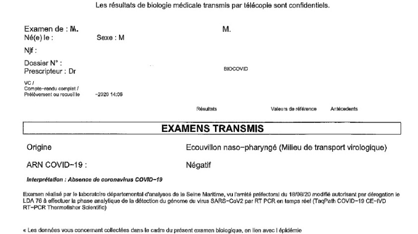 Traduction d’attestation de test Covid-19