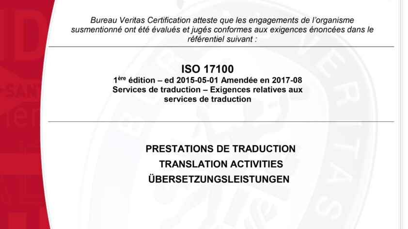 CERTIFICATION ISO 17100 : UN LABEL QUI VAUT DE L’OR POUR JLVTRADUCTIONS